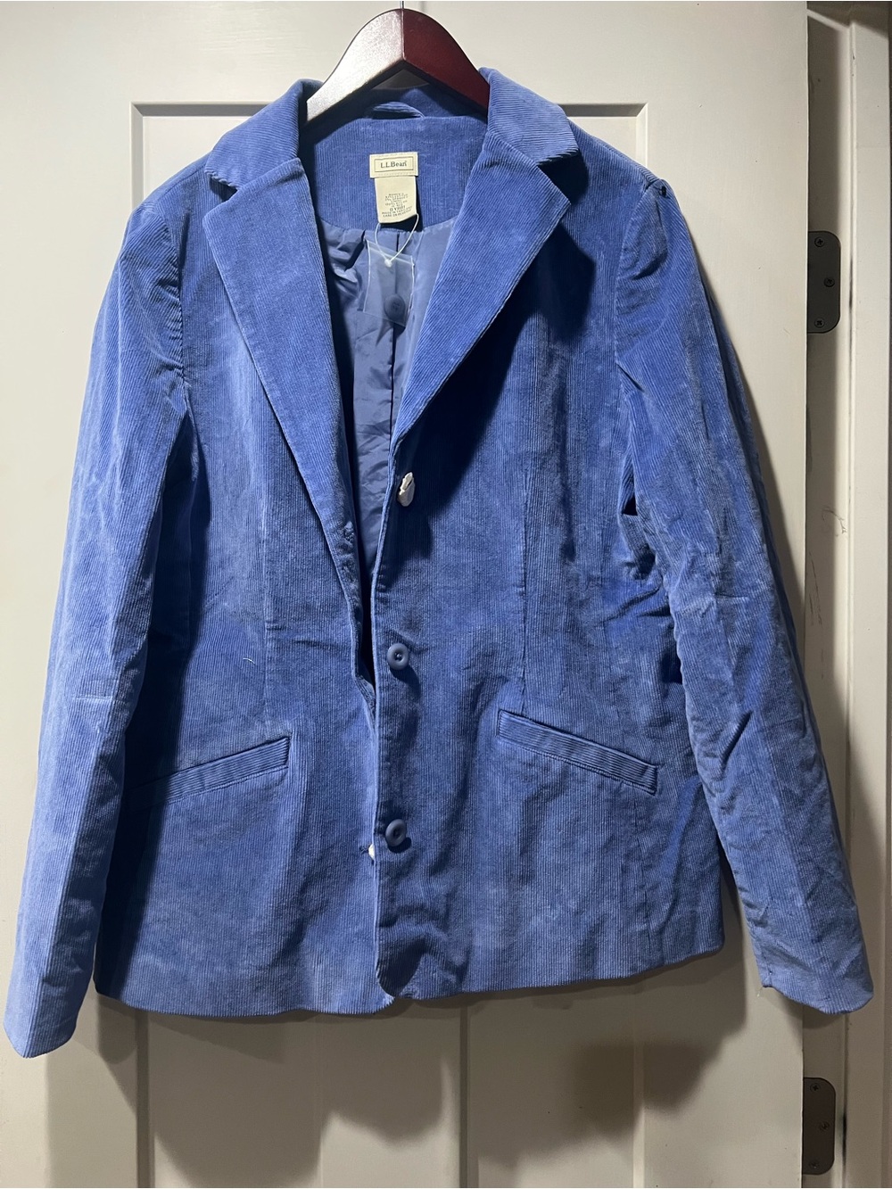 L.L.Bean Periwinkle Blue Corduroy Blazer 16 Cotton Stretch Preppy Academia NWOT